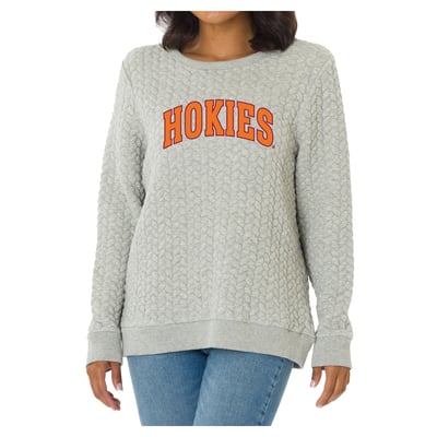 Virginia Tech Hokies Flying Colors Apparel Women's Kinsley Quilted Sweater - Heather Gray
