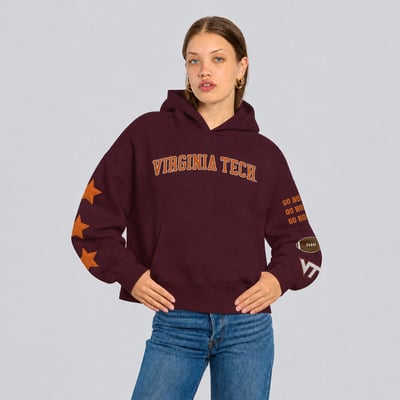  Virginia Tech Hokies Hype and Vice Women's Cropped Spirit Hoodie - Maroon