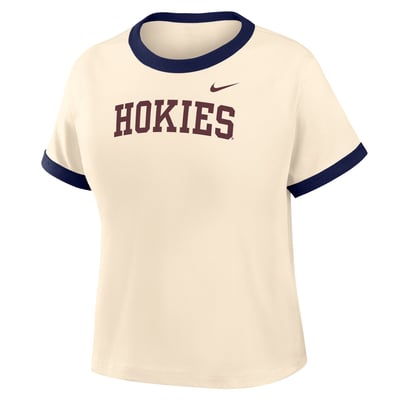 Virginia Tech Hokies Nike Women's Ringer Mod Cropped T-Shirt - Natural