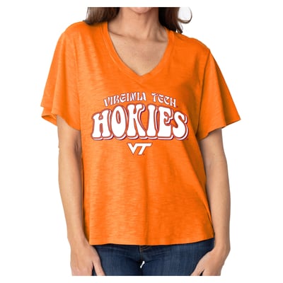  Virginia Tech Hokies Women's Fawn Flutter Sleeve T-Shirt - Orange