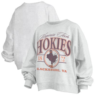Virginia Tech Hokies Pressbox Women's Oversized Vinson Melange Janise Sweatshirt - Heather Gray