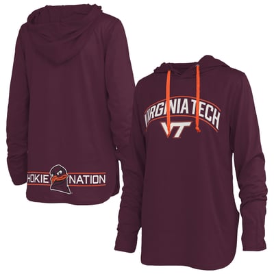 Virginia Tech Hokies Pressbox Women's Allie Long Sleeve Hooded T-Shirt - Maroon
