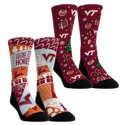 Virginia Tech Hokies Rock Em Socks Youth Holiday Remix Crew Socks Two-Pack