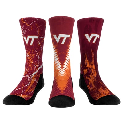  Virginia Tech Hokies Rock Em Youth Three-Pack Crew Socks Set - 