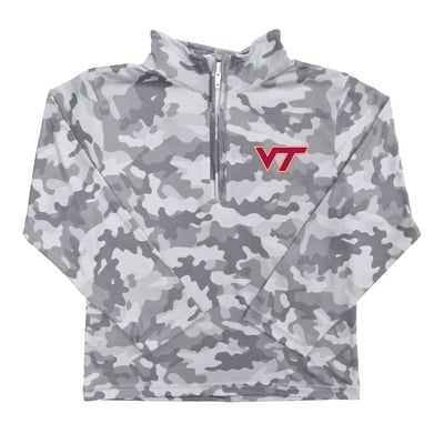  Virginia Tech Hokies Vive La Fete Youth Camo Quarter-Zip Sweatshirt - Gray
