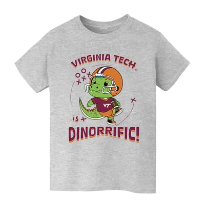 Virginia Tech Hokies Vive La Fete Youth Dinorrific T-Shirt - Gray