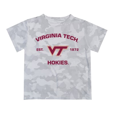  Virginia Tech Hokies Vive La Fete Youth Est. Date Camo T-Shirt - Gray