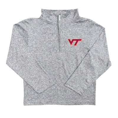  Virginia Tech Hokies Vive La Fete Youth Team Logo Quarter-Zip Sweatshirt - Heather Gray