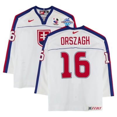 Vladimír Országh Team Slovakia Fanatics Authentic Game-Used #16 White Nike Jersey from the 2004 World Cup of Hockey