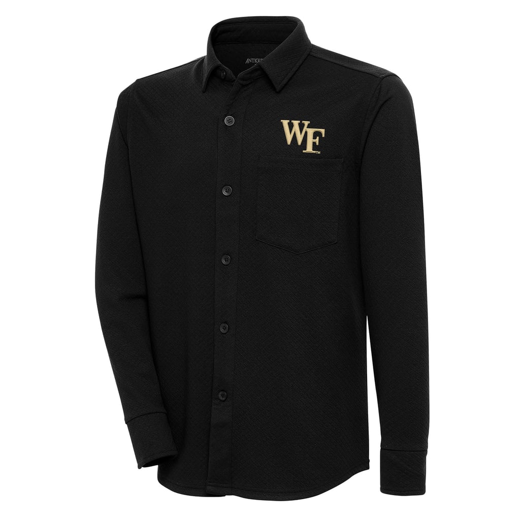 Wake Forest Demon Deacons Antigua Steamer Button-Up Shacket - Black