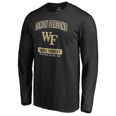Wake Forest Demon Deacons Campus Icon Long Sleeve T-Shirt - Black