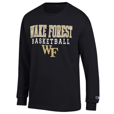 Wake Forest Demon Deacons Champion Basketball Stack Long Sleeve T-Shirt - Black