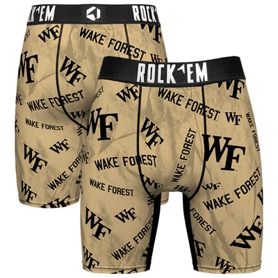  Wake Forest Demon Deacons Rock Em All Over Logo Boxer Briefs - Gold