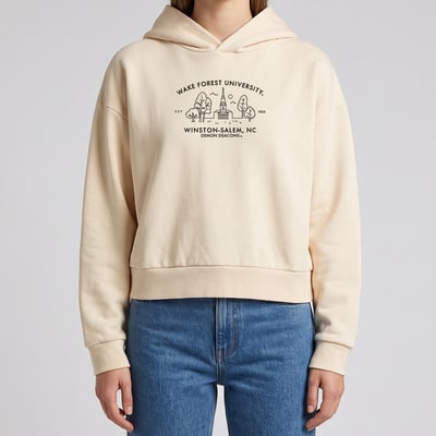 Wake Forest Demon Deacons Uscape Apparel Women's Grove Cropped Washed Hoodie - Cream