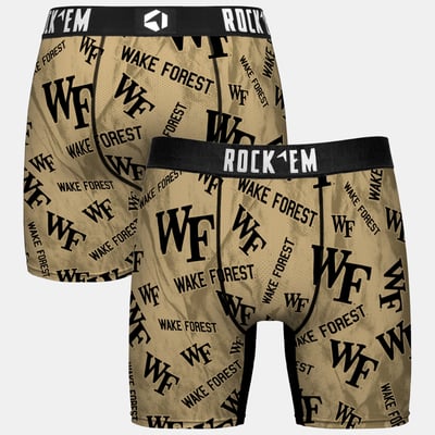  Wake Forest Demon Deacons Rock Em Youth All Over Logo Boxer Briefs - Gold