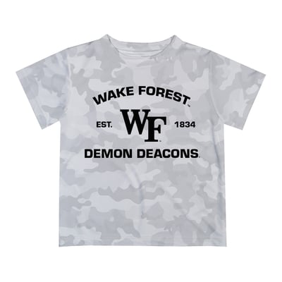  Wake Forest Demon Deacons Vive La Fete Youth Est. Date Camo T-Shirt - Gray