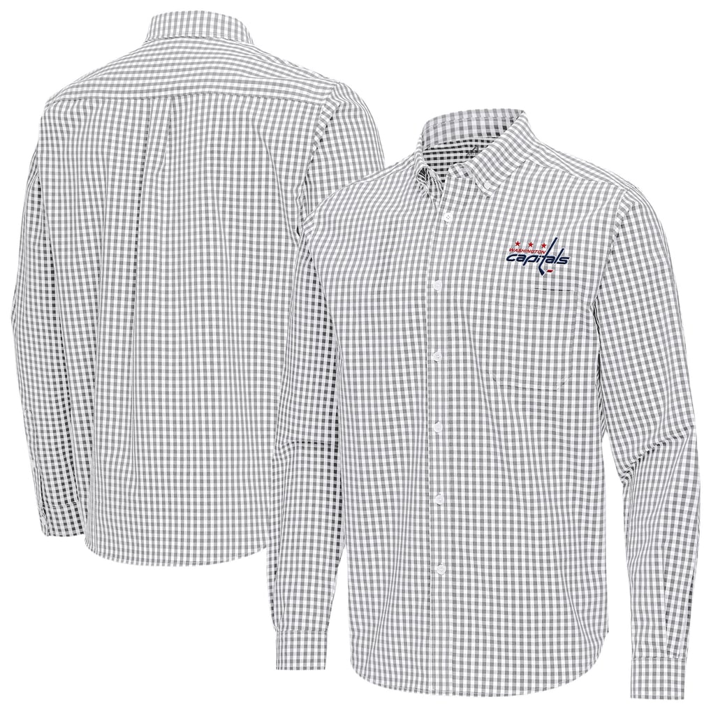 Washington Capitals Antigua Ellis Tri-Blend Long Sleeve Button-Down Shirt - Gray
