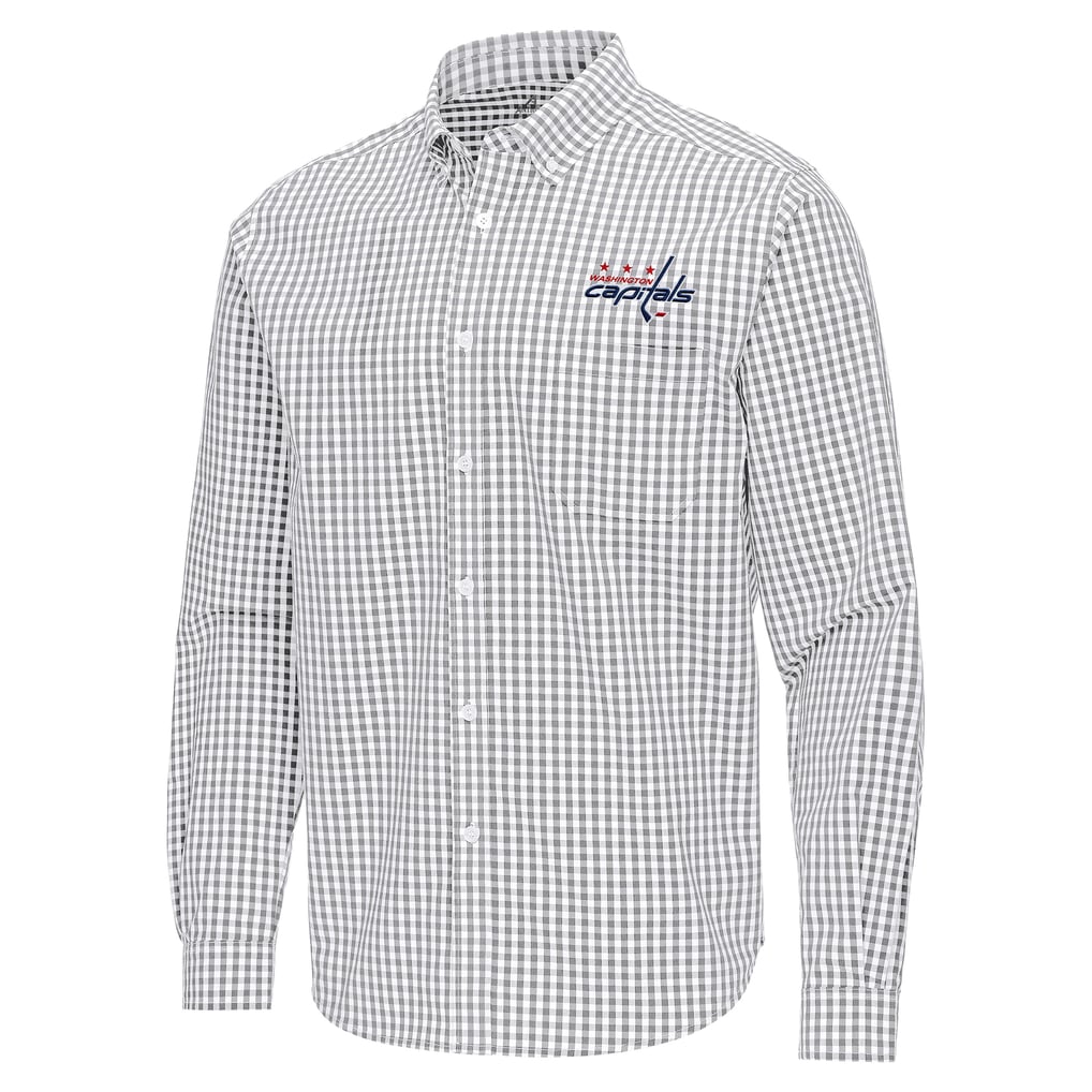 Washington Capitals Antigua Ellis Tri-Blend Long Sleeve Button-Down Shirt - Gray