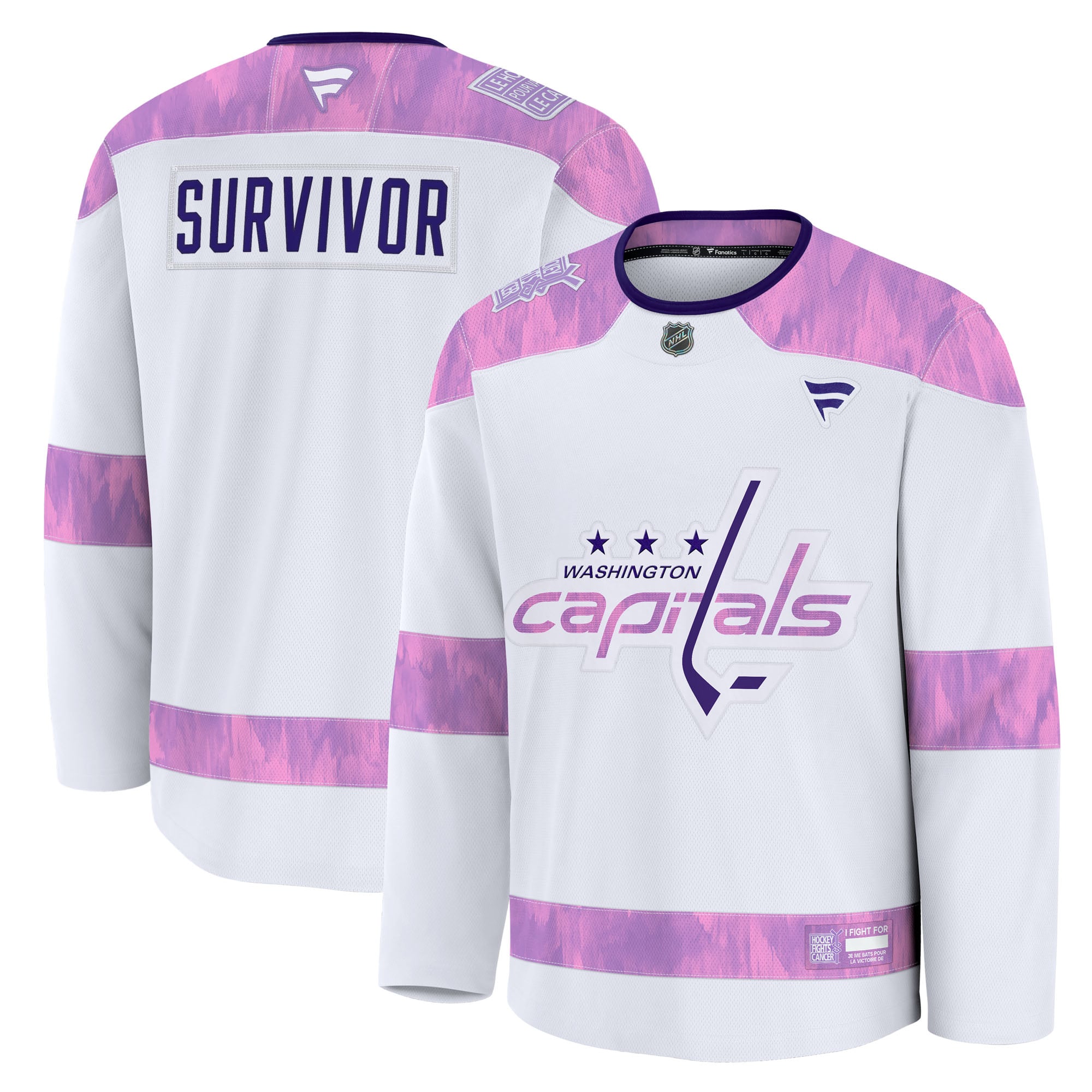 Fanatics Washington Capitals White Hockey Fights Cancer Survivor ...