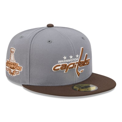 Washington Capitals New Era Wood Tones 59FIFTY Fitted Hat - Charcoal/Brown