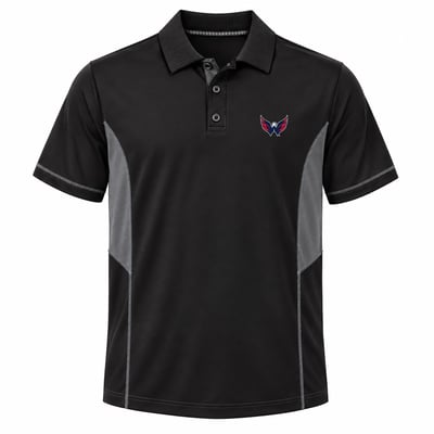 Washington Capitals Profile Big & Tall Color Block Panel Polo - Black/Charcoal