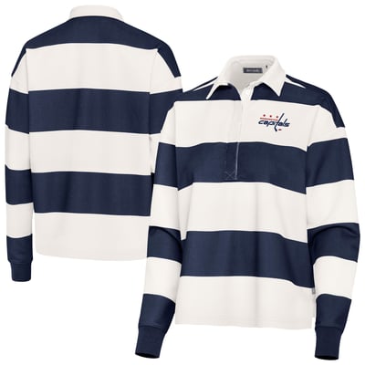 Washington Capitals Antigua Women's Banner Rugby Long Sleeve Polo - Navy/White