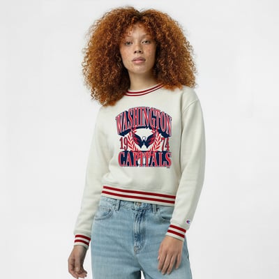  Washington Capitals Champion Women's Bold Laurels Reverse Weave Yarn Sweatshirt - Cream
