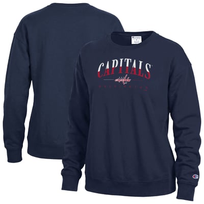 Washington Capitals Champion Women's  Split Color Text Sweatshirt - Navy
