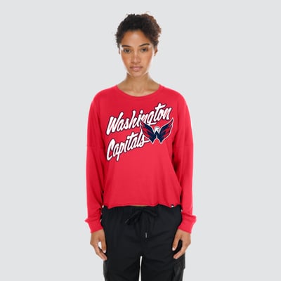  Washington Capitals New Era Women's Oversized Boxy Long Sleeve T-Shirt - Red