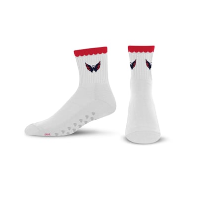  Washington Capitals PRO Compression Women's Heartshape Grippers Yoga-Pilates Quarter Socks - White