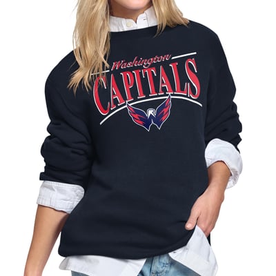 Washington Capitals Starter Women's Arch Stripe Fleece Sweatshirt - Navy