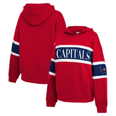  Washington Capitals WEAR by Erin Andrews Women's Colorblock Stripe Hoodie - Red