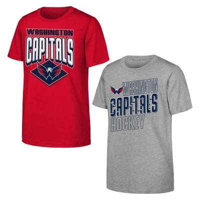 Washington Capitals Outerstuff Youth Trench Kings 2-Pack T-Shirt Set - Red/Gray
