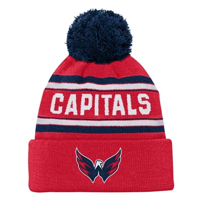 Washington Capitals Youth Jacquard Cuffed Knit Hat with Pom - Red