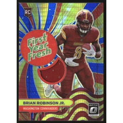 2022 Donruss Optic First Year Fresh Jerseys Blue Hyper #27 Brian Robinson Jr.