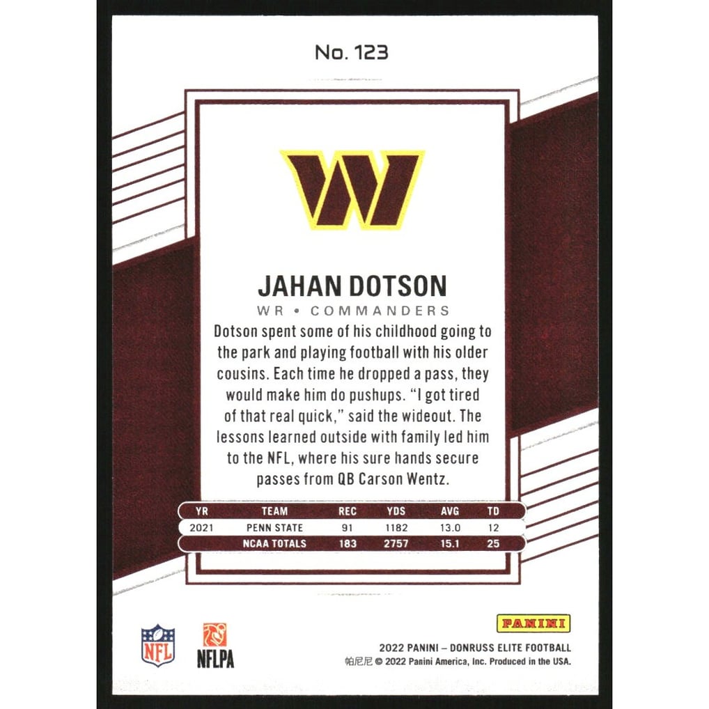 2022 Elite #123 Jahan Dotson RC