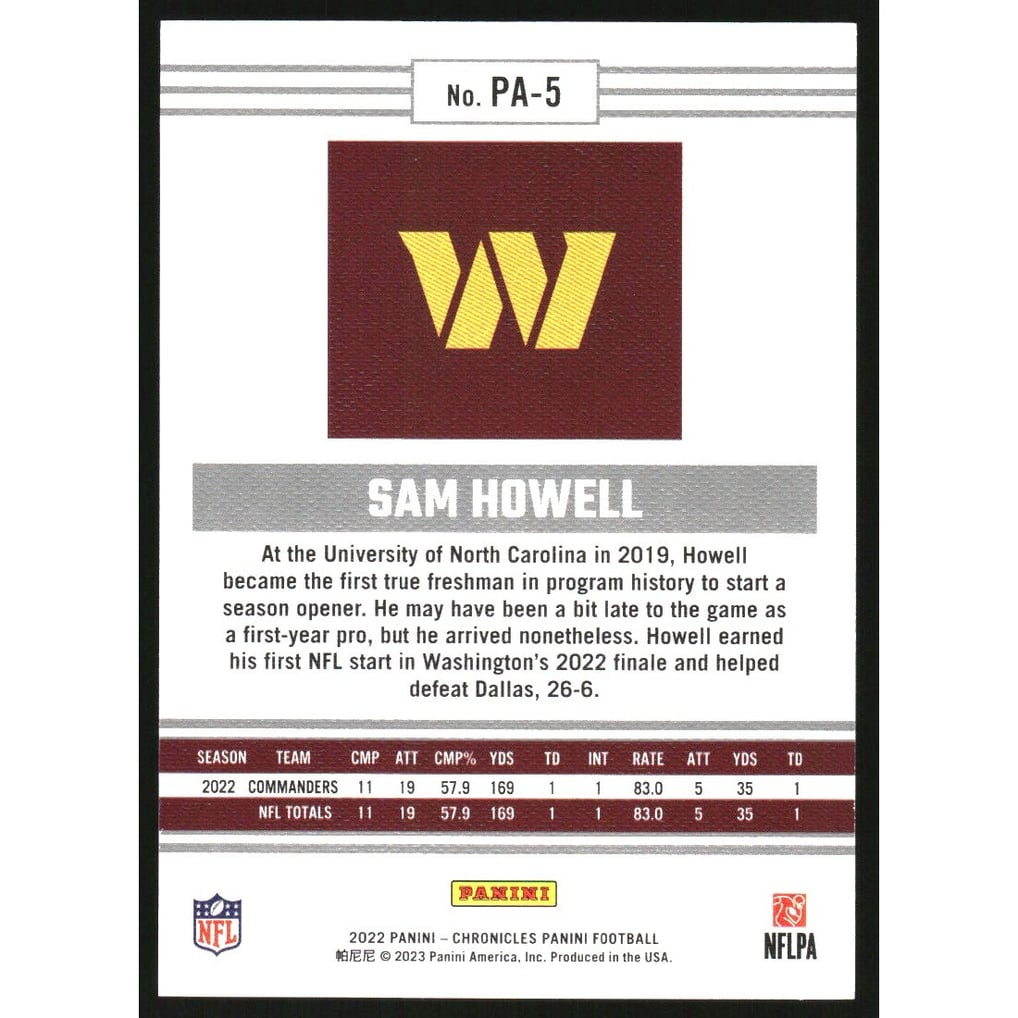 2022 Panini Chronicles Panini Red #5 Sam Howell