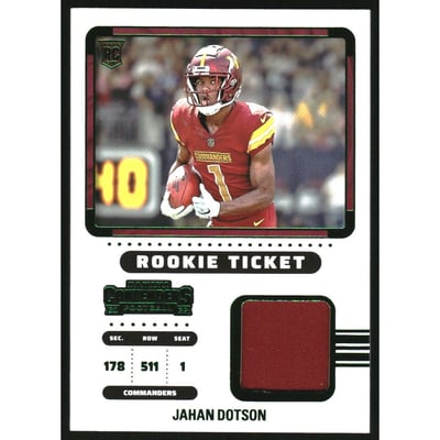 2022 Panini Contenders Rookie Ticket Swatches #21 Jahan Dotson