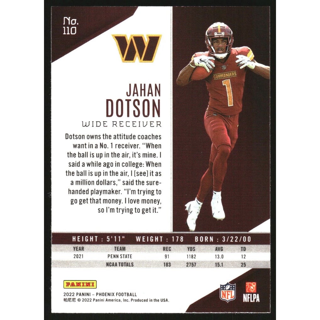 2022 Panini Phoenix Silver #110 Jahan Dotson