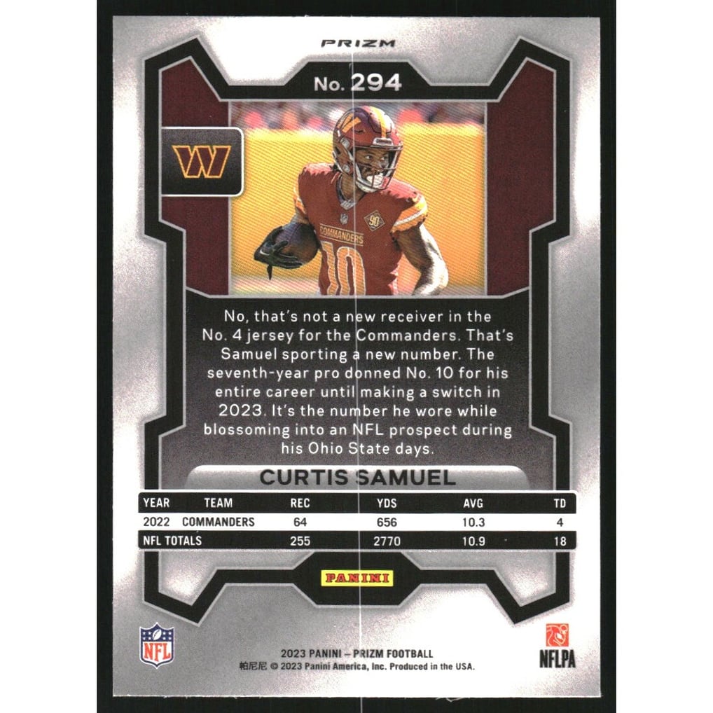 2023 Panini Prizm Prizms Silver #294 Curtis Samuel