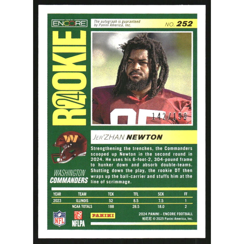 2024 Panini Encore Autographs #252 Jer'Zhan Newton/199