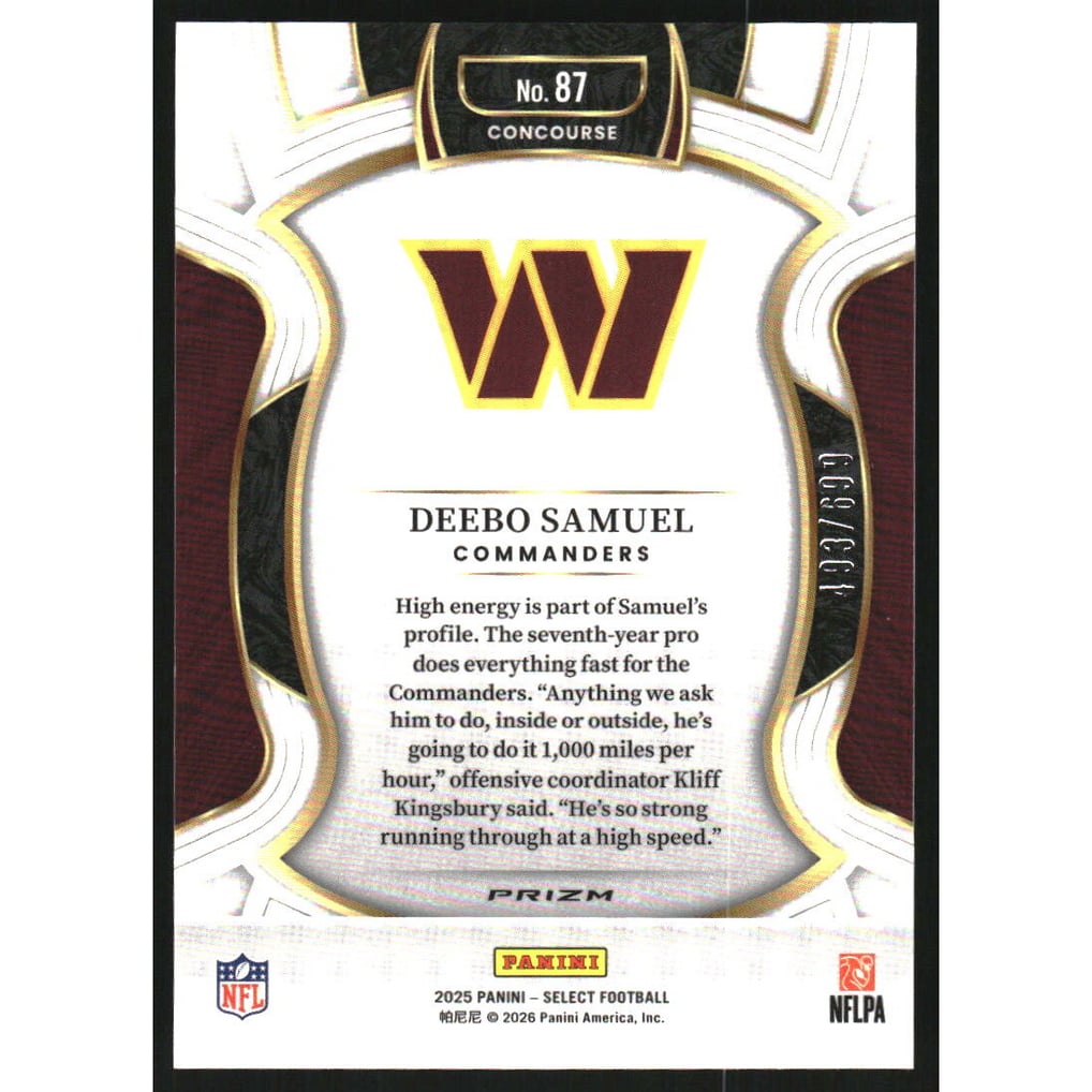 2025 Select Prizm Purple Shock #87 Deebo Samuel