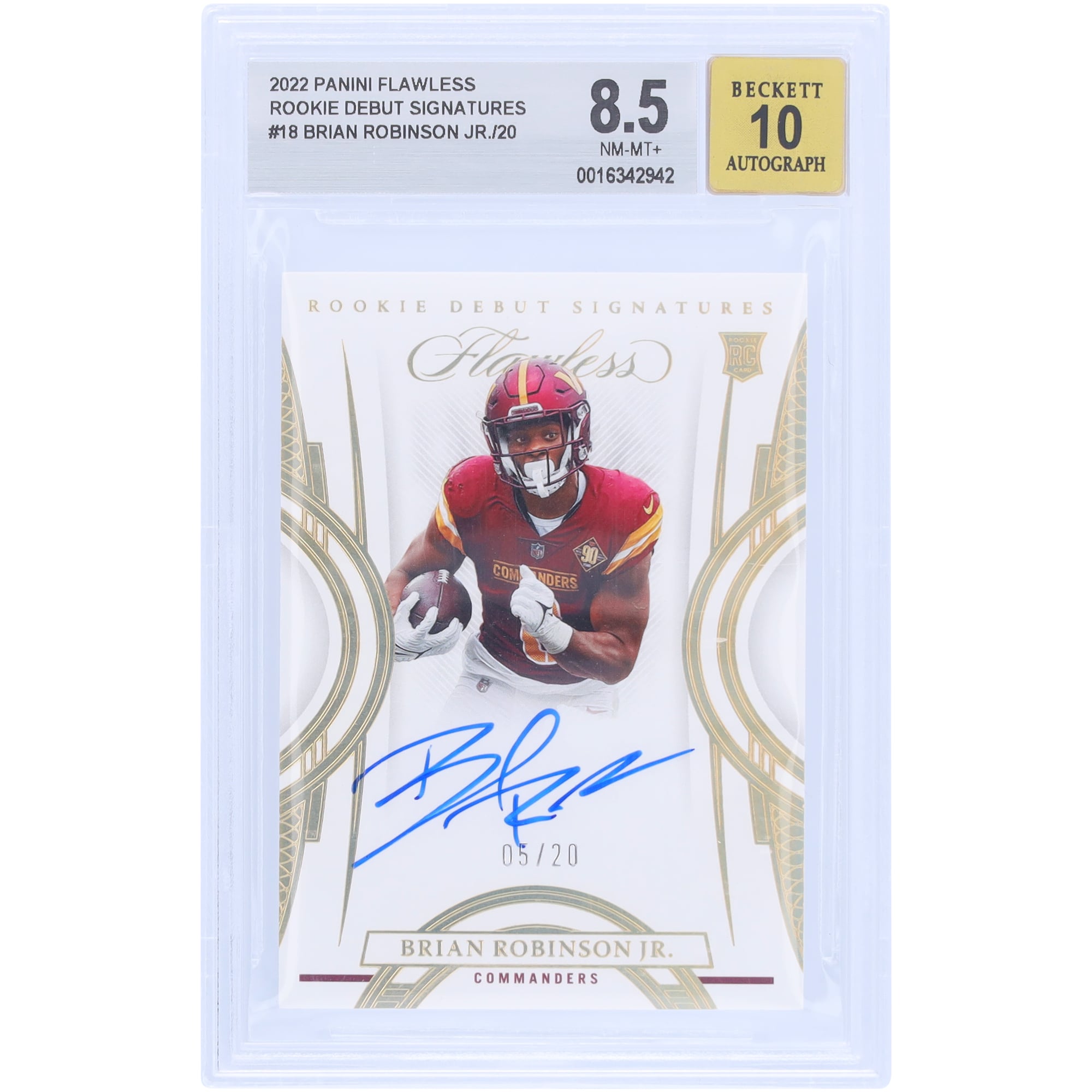 Brian Robinson Jr. Washington Commanders Autographed 2022 Panini ...