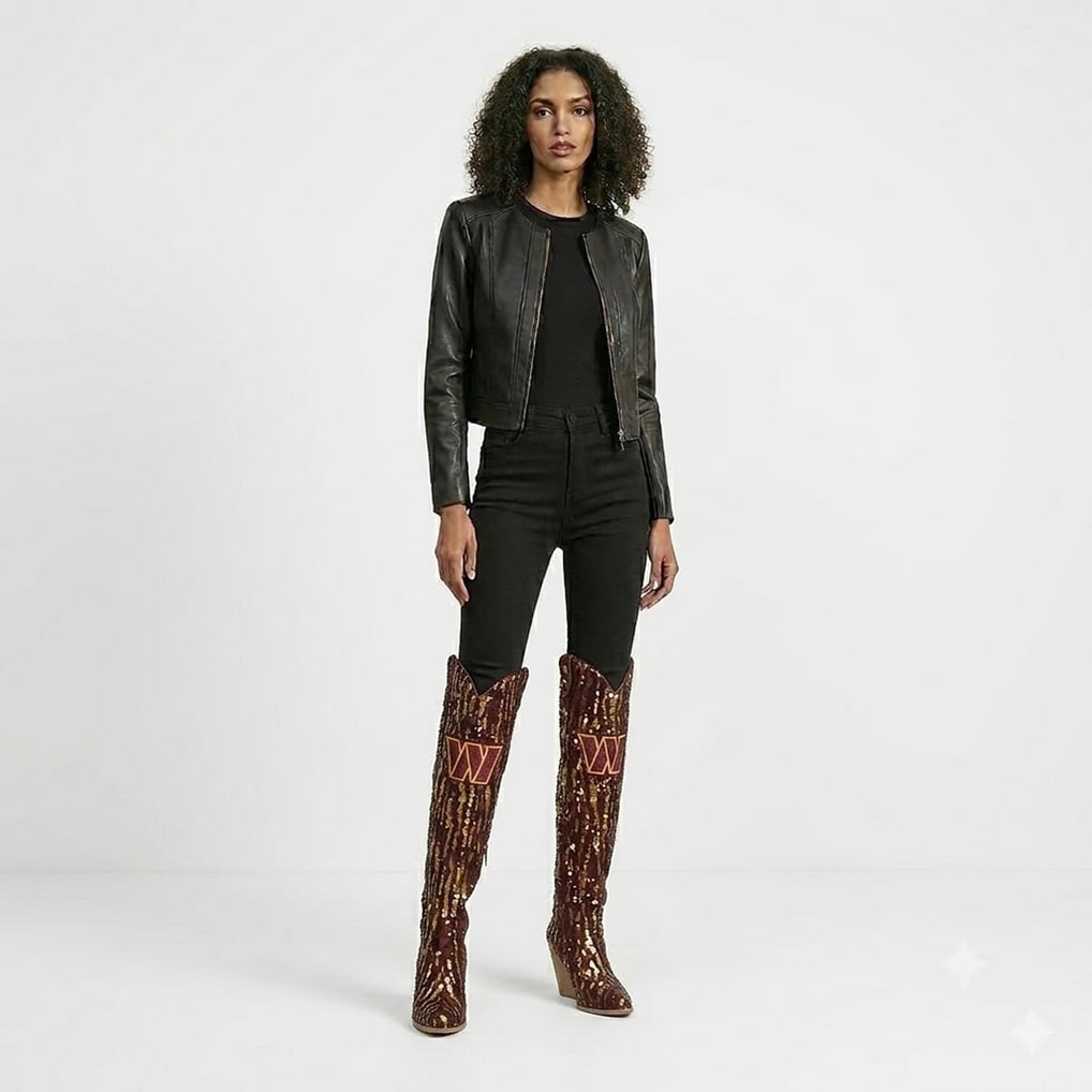  Washington Commanders FABGATING by Cuce Over-the-Knee Two-Tone Sequin Boots