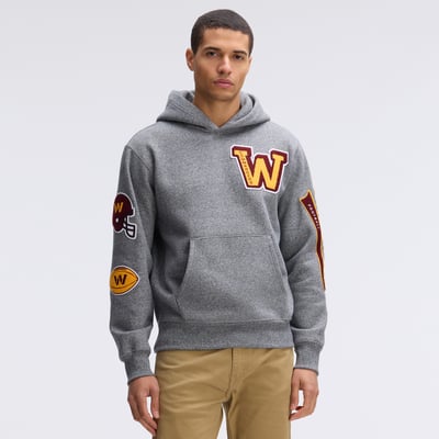 Washington Commanders Fanatics IconicFleece Letterman Hoodie - Athletic Heather Gray