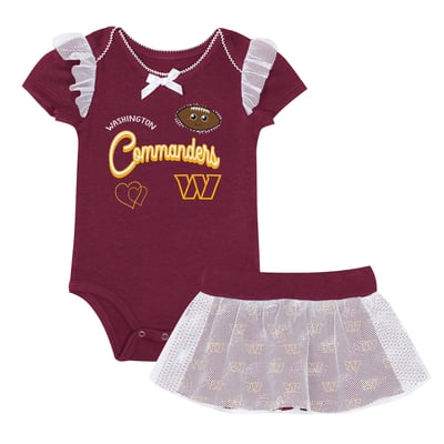 Washington Commanders Outerstuff Girls Infant Melted Hearts Printed Bodysuit and Skirt Set - Burgundy
