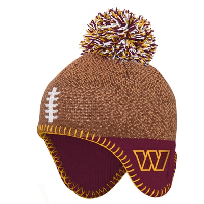 Washington Commanders Outerstuff Infant Football Head Knit Hat with Pom - Brown