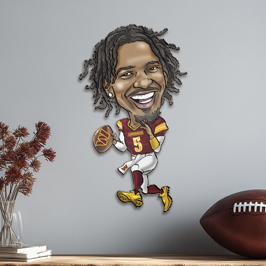 Jayden Daniels Washington Commanders Metal Caricature Wall Art