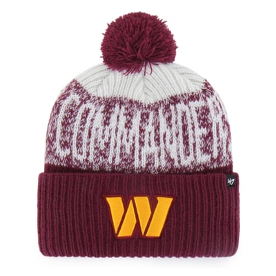  Washington Commanders '47  Bone Chill Cuffed Knit Hat with Pom - Burgundy