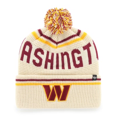  Washington Commanders '47 Quattrle Cuffed Knit Hat with Pom - Natural